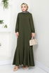 Schlagzeile Reifen Hijab Kleid 285DVL817-M Khaki - Thumbnail