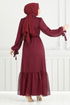 Schlagzeile Schnürsenkel Abendkleid 5678END900-M Bordeaux - Thumbnail
