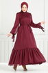 Schlagzeile Schnürsenkel Abendkleid 5678END900-M Bordeaux - Thumbnail