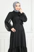Schlagzeile Schnürsenkel Abendkleid 5678END900-M Schwarz - Thumbnail