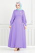 Schnürsenkel Detail Kleid 15962BSK984-M Lila - Thumbnail
