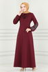 Schnürsenkel Kleid MSL8008 Bordeaux - Thumbnail