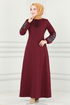 Schnürsenkel Kleid MSL8008 Bordeaux - Thumbnail