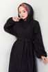 Secret Boutonné Manteau 0502BGS895-L Noir - Thumbnail