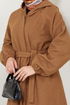 Secret Boutonné Manteau 0502BGS895-L Taba - Thumbnail