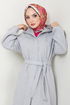 Secret Buttoned Up Coat 0502BGS895-M Grey - Thumbnail