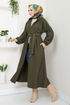 Secret Buttoned Up Coat 0502BGS895-M Khaki - Thumbnail