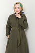 Secret Buttoned Up Coat 0502BGS895-M Khaki - Thumbnail