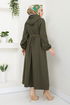 Secret Buttoned Up Coat 0502BGS895-M Khaki - Thumbnail