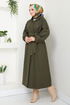 Secret Buttoned Up Coat 0502BGS895-M Khaki - Thumbnail