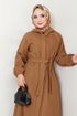 Secret Buttoned Up Coat 0502BGS895-M Taba - Thumbnail