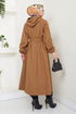 Secret Buttoned Up Coat 0502BGS895-M Taba - Thumbnail