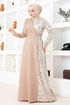 Sequin Detail Dress Beige ASM2516 - Thumbnail