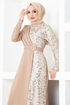 Sequin Detail Dress Beige ASM2516 - Thumbnail