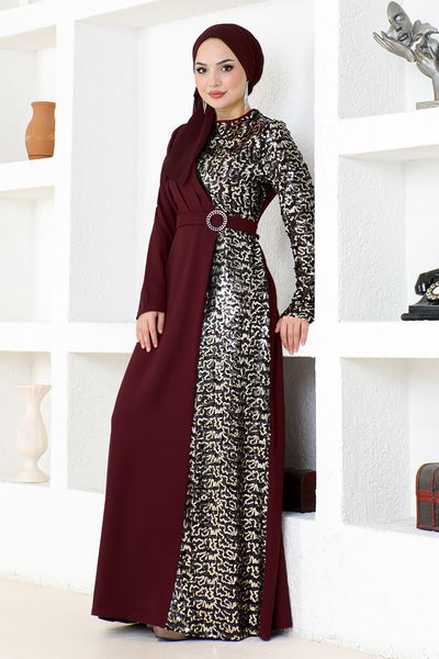 ASM - Sequin Detail Dress Burgundy ASM2516