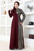 Sequin Detail Dress Burgundy ASM2516 - Thumbnail