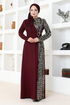 Sequin Detail Dress Burgundy ASM2516 - Thumbnail