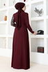 Sequin Detail Dress Burgundy ASM2516 - Thumbnail