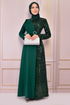 Sequin Detail Evening dress Emerald ASM2516 - Thumbnail