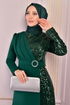 Sequin Detail Evening dress Emerald ASM2516 - Thumbnail