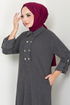 Shirt Collared Bürümcük Dress 2501HBS932-M Anthracite - Thumbnail