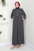 Shirt Collared Bürümcük Dress 2501HBS932-M Anthracite - Thumbnail