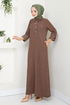 Shirt Collared Bürümcük Dress 2501HBS932-M Coffee - Thumbnail