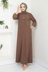 Shirt Collared Bürümcük Dress 2501HBS932-M Coffee - Thumbnail