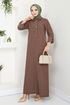 Shirt Collared Bürümcük Dress 2501HBS932-M Coffee - Thumbnail