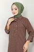 Shirt Collared Bürümcük Dress 2501HBS932-M Coffee - Thumbnail