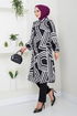 Shirt Collared Viscose Tunic 2354BGS895-M Black&Ecru - Thumbnail