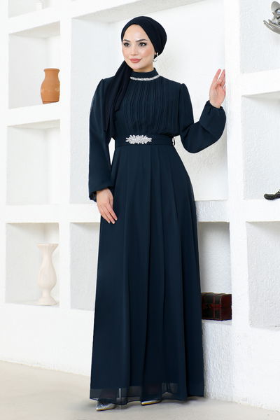 LPN - Şifon Abiye LPN6056 Lacivert