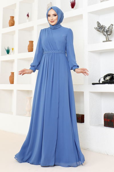 MDY - Şifon Abiye MDY4858 İndigo