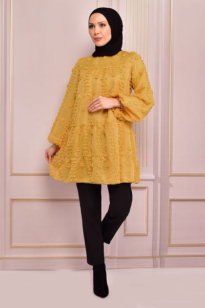 END - Şifon Tunik Hardal END5507