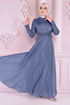 Silbrig Abendkleid Blau ASM21040 - Thumbnail