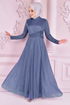 Silbrig Abendkleid Blau ASM21040 - Thumbnail