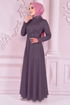 Silbrig Abendkleid Dunkel Lila ASM21040 - Thumbnail