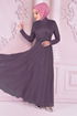 Silbrig Abendkleid Dunkel Lila ASM21040 - Thumbnail