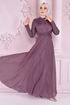 Silbrig Abendkleid Dunkel Rose Kurusu ASM21040 - Thumbnail