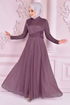 Silbrig Abendkleid Dunkel Rose Kurusu ASM21040 - Thumbnail