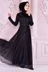 Silbrig Abendkleid Schwarz ASM21040 - Thumbnail