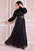 Silbrig Abendkleid Schwarz EFF8769 - Thumbnail