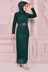 Silbrig Abendkleid Smaragde END5515 - Thumbnail