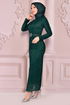Silbrig Abendkleid Smaragde END5515 - Thumbnail