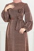 Silbrig Hijab Abendkleid 5657END900-M Kupfer - Thumbnail