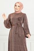 Silbrig Hijab Abendkleid 5657END900-M Kupfer - Thumbnail