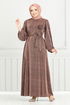 Silbrig Hijab Abendkleid 5657END900-M Kupfer - Thumbnail