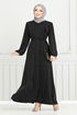 Silbrig Hijab Abendkleid 5657END900-M Schwarz - Thumbnail