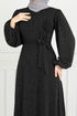 Silbrig Hijab Abendkleid 5657END900-M Schwarz - Thumbnail