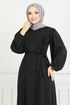 Silbrig Hijab Abendkleid 5657END900-M Schwarz - Thumbnail